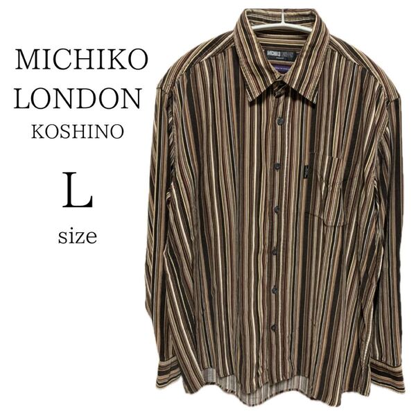 【MICHIKO LONDON KOSHINO】 コーデュロイ ストラップ フランネルシャツ 長袖 古着
