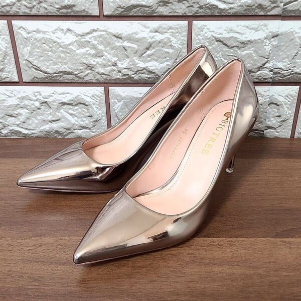 ハイヒール 美脚パンプス 歩きやすい 疲れにくい ポインテッドトゥ シルバー 22.0cm 未使用品