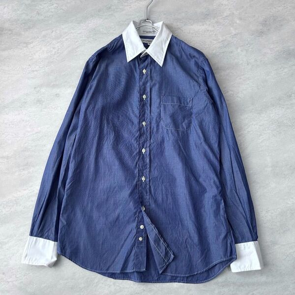 INDIVIDUALIZED SHIRTS クレリックシャツ MADE IN USA ピンストライプ×ホワイトカラー Sサイズ