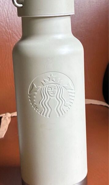 ハンドルリッドステンレスロゴボトルマットベージュ STARBUCKS タンブラー 水筒 スタバ ステンレスボトル