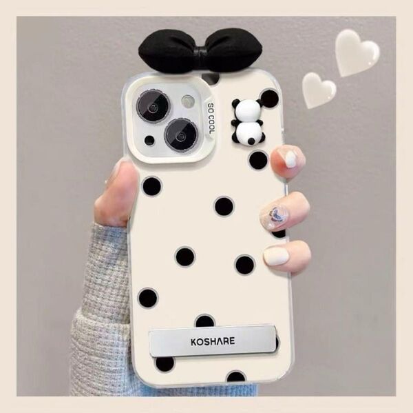 新品可愛い Galaxy S23ケース 水玉模様 リボン スタンド パンダ ギャラクシーカバー おしゃれ 人気商品