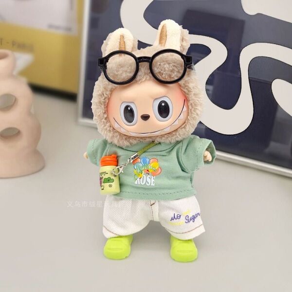 labubu ラブブ ぬいぐるみ着17cm オーバーオール着せ替え服 5点セット