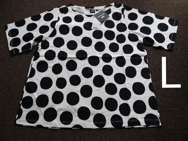 新品タグ付き ユニクロ×マリメッコ コラボTシャツ Lサイズ Marimekko 黒×白
