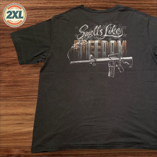 【US古着】バスプロ ブラック 2XL 銃 M4 フェード Tシャツ 半袖 プリント メンズ レディース