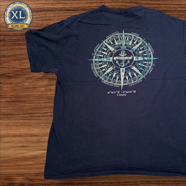 【セール!! US古着】ネイビー XL 羅針盤 Tシャツ 半袖 バックプリント メンズ レディース