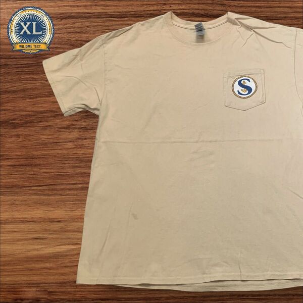 【セール!! US古着】ベージュ XL 船 乗り物 Tシャツ 半袖 バックプリント メンズ レディース