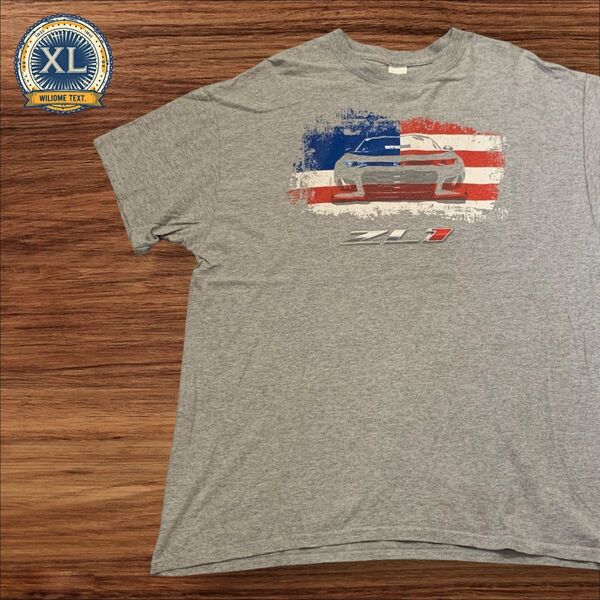 【セール!! US古着】グレー XL シボレー ZL1 Tシャツ 半袖 プリント メンズ レディース