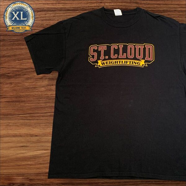 【US古着】ブラック XL ウエイトリフティング Tシャツ 半袖 バックプリント メンズ レディース
