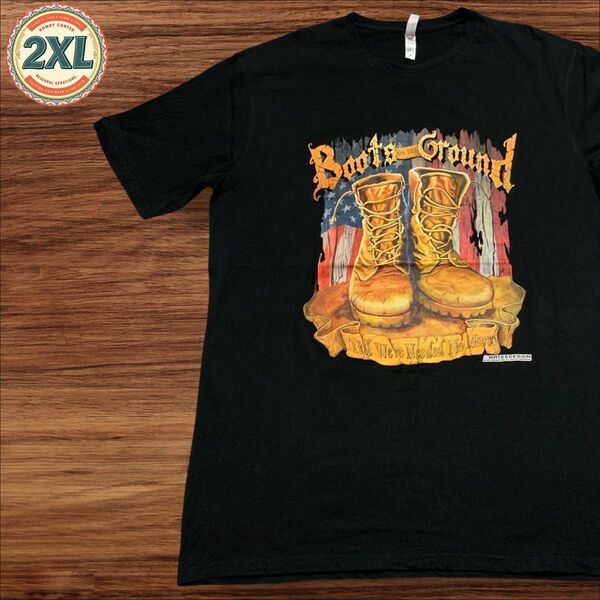 【US古着】ブラック 2XL ブーツ カウボーイ Tシャツ 半袖 プリント メンズ レディース