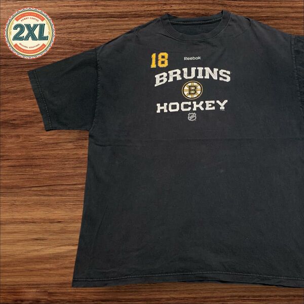 【US古着】リーボック ブラック 2XL フェード 雰囲気◎ NHL ホッケー Tシャツ 半袖 プリント メンズ レディース
