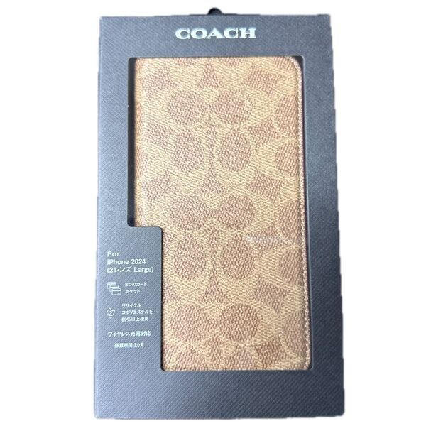 coach iPhone 16 plus用 ケース 手帳型 コーチ ブックケース シグネチャー スマホケース
