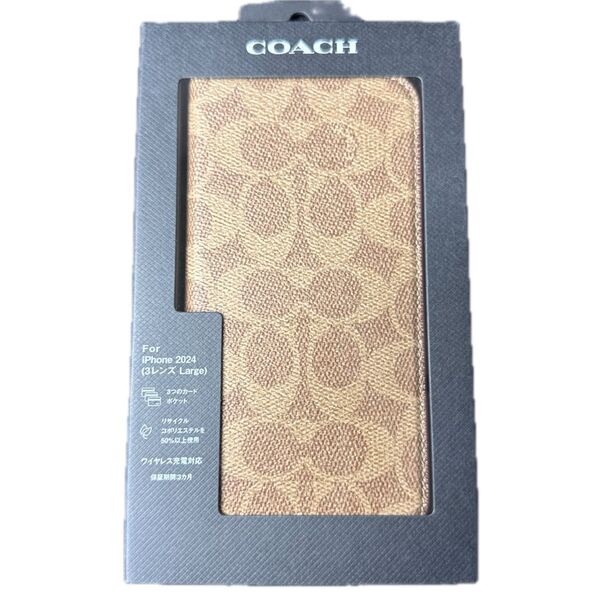 COACH iPhone 16 pro max用 手帳型 ケース シグネチャー コーチ Pro ブックケース スマホケース