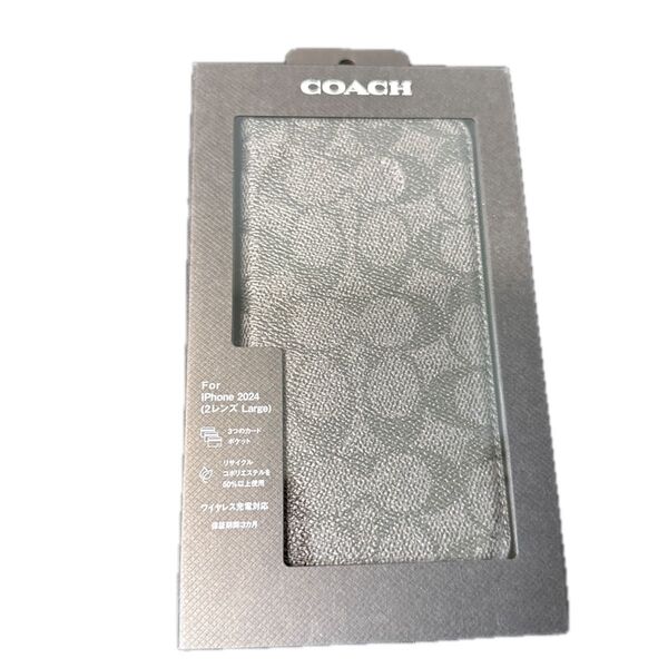 コーチ COACH iPhone16 plus用 スマホケース 手帳型ケース シグネチャー ブラック