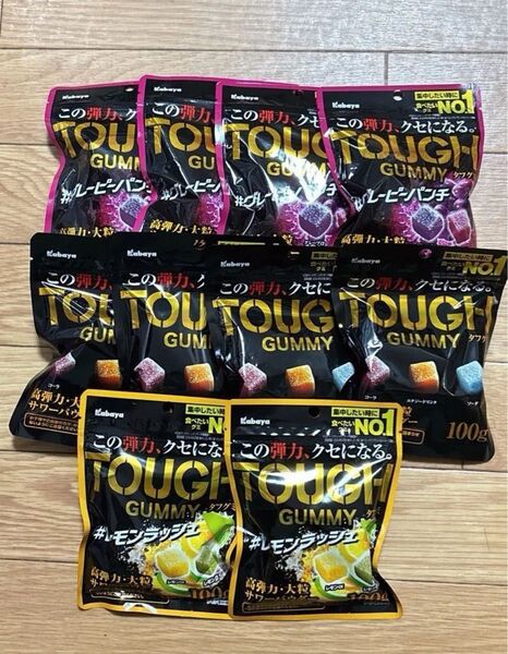 タフグミ 10袋 Kabaya TOUGH GUMMY カバヤ食品 グレーピーパンチ味 レモンラッシュ味