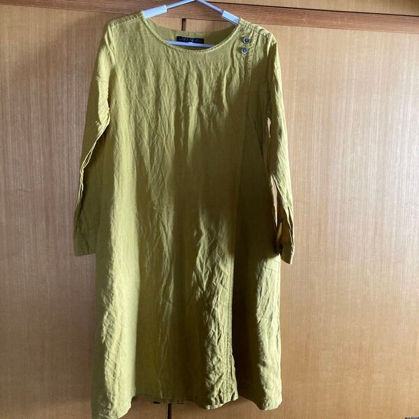 麻混ワンピース
