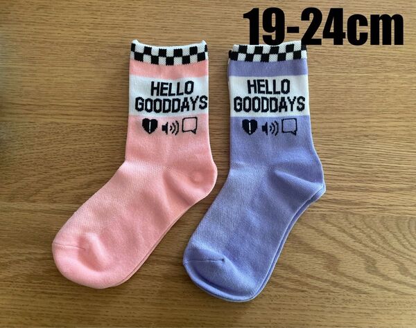 キッズ靴下 19-24cm 2足 女の子 男の子 クルー丈