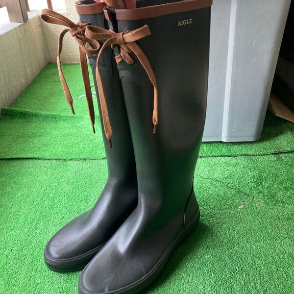AIGLE レインブーツ ミスマリオン 黒 38 ラバーブーツ エーグル 長靴