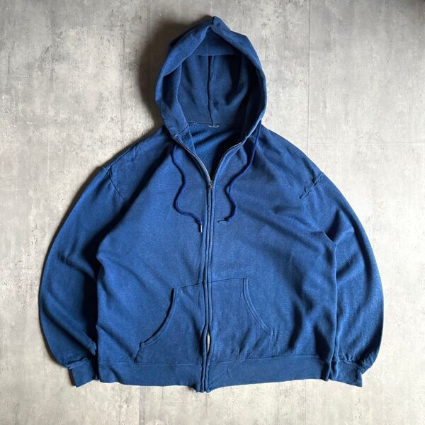 【70-80s vintage】ジップアップパーカー usa製 アルミジップ YKK 片爪 短丈 古着