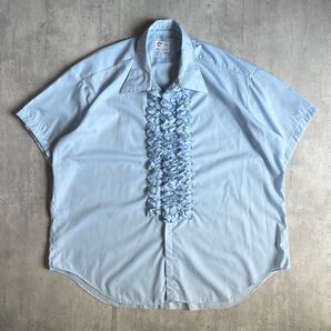 【70s vintage】フリルシャツ 半袖シャツ ヒッピー デカ襟 古着
