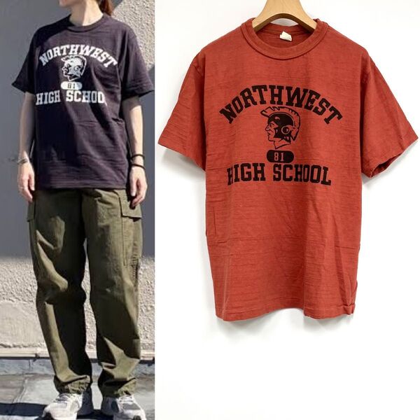 WAREHOUSE ウエアハウス Lot.4601 NORTHWEST TEE ロゴ Tシャツ L サーモン