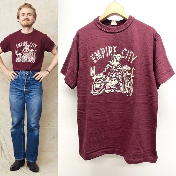 WAREHOUSE ウエアハウス Lot 4601 EMPIRE CITY TEE L Tシャツ フロッキープリント Logo