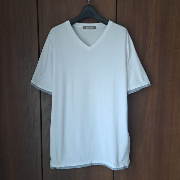nano・universe ナノ・ユニバース VネックTシャツ ホワイト サイズ【L】
