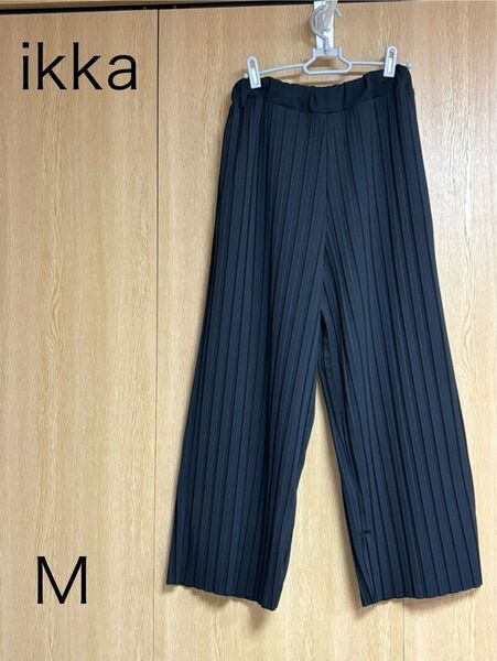 Ikka プリーツパンツ ワイドパンツ 黒 ラメ M