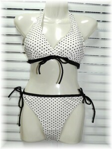  separate swimsuit 7 number /S white × black dot 