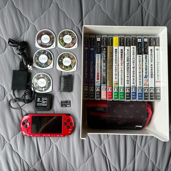 【希少】PSP 本体 PSP-3000 XRB レッド ブラックUMD16枚付き SONY ソニー