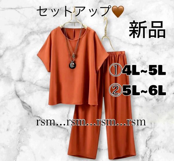 44レディース大きいサイズ トップス ズボン セット 半袖 4L 5L 6L