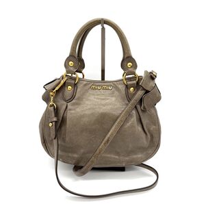 ★入手困難・美品★miumiu ミュウミュウ side ribbon 2way HandBag サイドリボン ハンドバッグ トープ