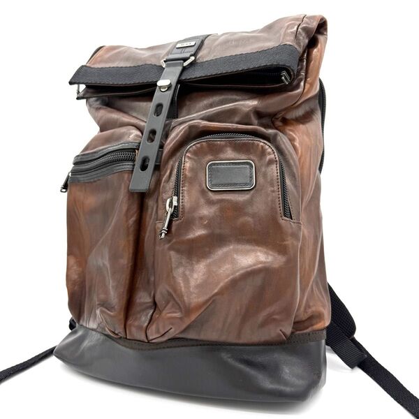 ★美品★TUMI トゥミ ALPHA BRAVO バックパック ロールトップ 大容量 多機能 オールレザー
