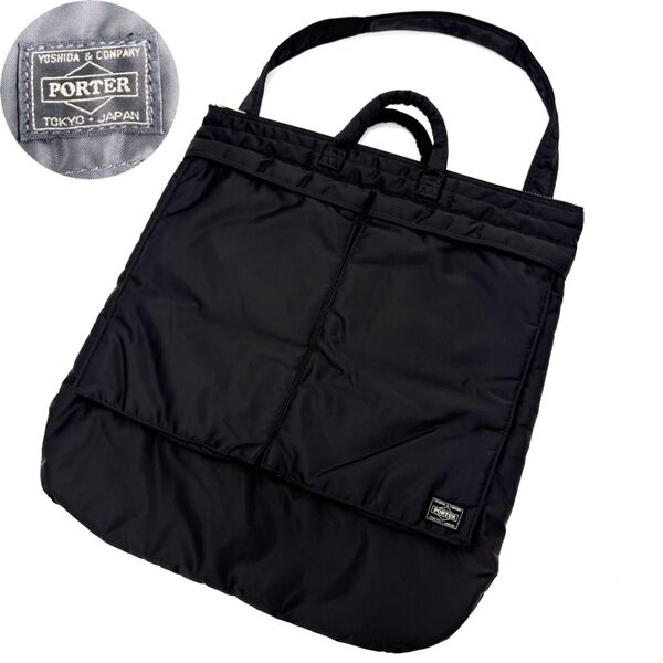 ★極美品★PORTER ポーター TANKER タンカー 2way ヘルメットバッグ Lサイズ 黒 大容量 A4可
