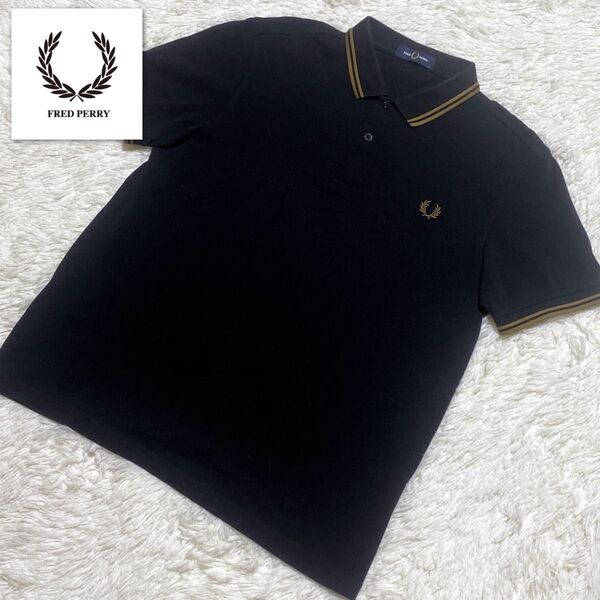 【大人気】未使用級!フレッドペリーTWIN TIPPED M3600 L 黒 FRED PERRY 半袖 ポロシャツ ブラック
