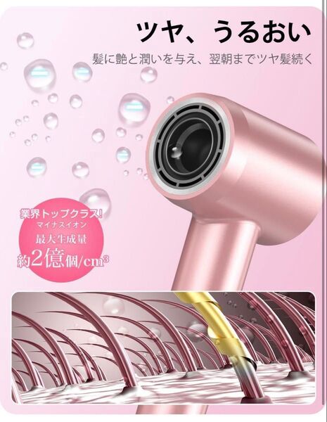 ドライヤー 大風量 速乾 2億 高濃度マイナスイオン 静電気抑制