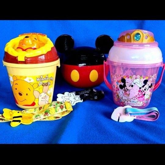 昭和レトロ ディズニーランド ポップコーンバケット 3個セット ストラップ付