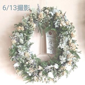 ドライフラワーリース 壁掛け ナチュラルリース ホワイト系リース ① 誕生日プレゼント 新築祝い 開店祝い 父の日プレゼント