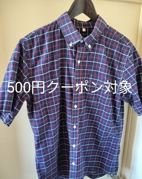 イオン TOPVALU 半袖シャツ チェック メンズL 綿100% トップバリュ
