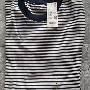 ユニクロ UNIQLO エアリズムコットン ボーダーTシャツ ネイビー ホワイト Tシャツ