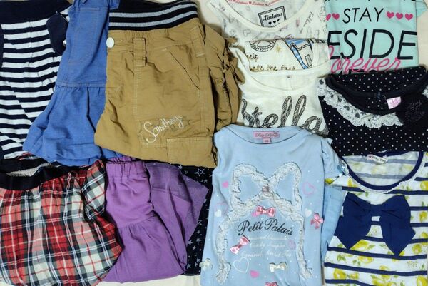 12枚セット☆女の子夏服140半袖Tシャツタンクトップanyfamワンピースgapスカートavvキュロットハーフパンツまとめ売り