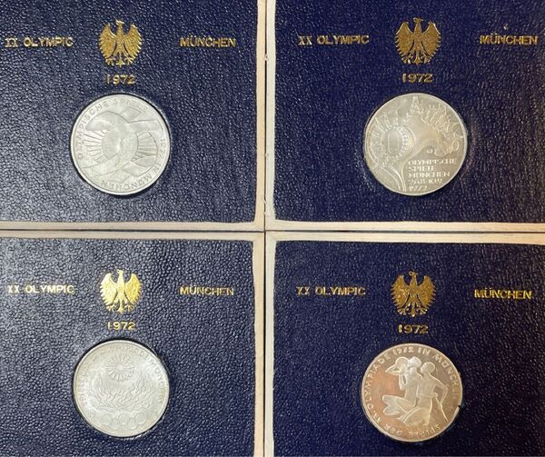 1972年 ミュンヘンオリンピック 記念コイン 4枚セット 10mark銀貨600/1000*四枚 第1次〜第7次内の四種