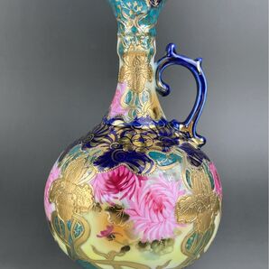 【美品】 オールドニッポン 24㎝ アイリス 菊紋 花瓶 金盛り アヤメ 菖蒲