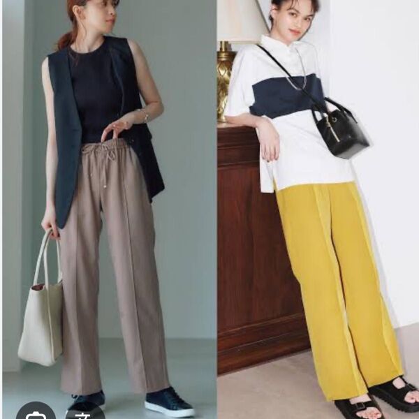 GU ジーユー プルオンパンツ yellow Mサイズ ワイドパンツ 大人 ワイド