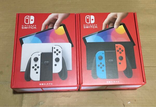 Nintendo Switch 有機ELモデル カラー ネオン/ホワイト 2台セット 新品未開封 店舗印無し