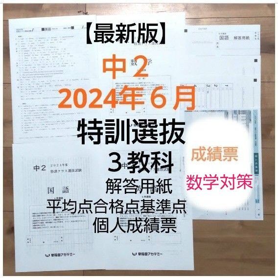 早稲田アカデミー中2 【最新版】2024年6月特訓クラス選抜試験 3教科