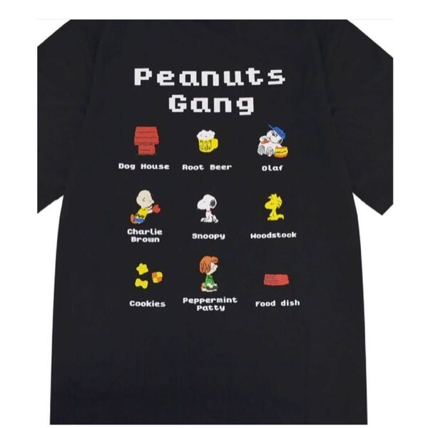 スヌーピー 半袖 ピクセル全員柄 バックプリント Tシャツ 天竺 SNOOPY PEAUTS 半袖Tシャツ