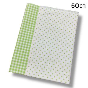 生地 シーチング ドット チェック ライトグリーン 50㎝