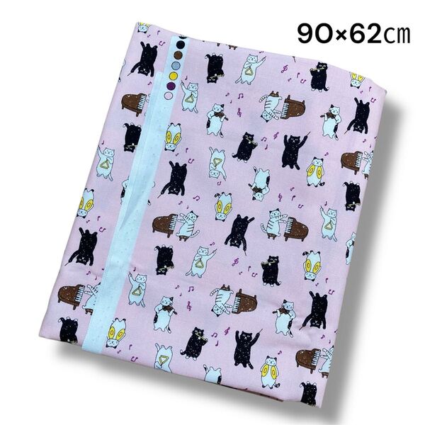 ハギレ オックス 音楽 猫 ねこ ライトピンク 90×62㎝