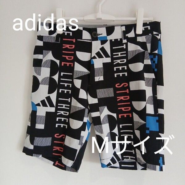 adidas メンズ ゴルフショートパンツMサイズ 美品 グラフィックプリント 総柄 アディダス ハーフパンツ