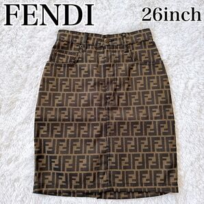 FENDI フェンディ タイトスカート 膝丈 ズッカ柄 総柄 26インチ イタリア製